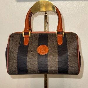 Fendi Boston Pecan Mini Canvas Bag -💯 authentic